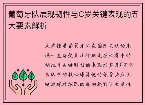 葡萄牙队展现韧性与C罗关键表现的五大要素解析